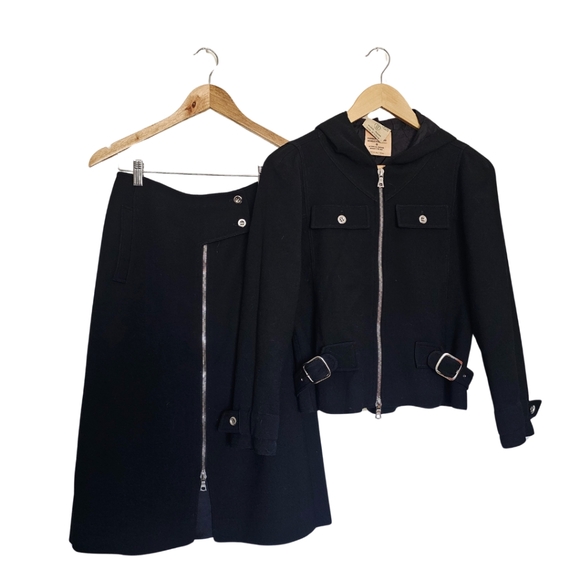 ✨ PRISTINE VINTAGE Courrèges Paris Wool Set – Jacket & Skirt – Size 0 (FR) ✨ - Picture 1 of 11